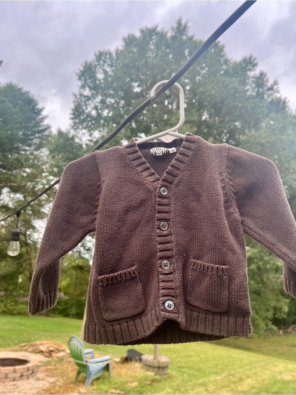 Bonton Dark Brown Knit Button-Front Cardigan